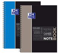 Oxford Set di 2 quaderni a spirale A4+ rigatura a righe 7 mm tipo cornell 160 pagine, copertina rigida, colori assortiti (24 x 29,7 cm)