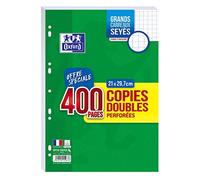 OXFORD Set di 400 pagine copie, doppie quadretti, formato A4 (21 x 29,7 cm) perforate