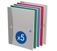OXFORD Set di 5 quaderni Essentials A4 a quadretti grandi, 192 pagine, rilegatura Brochure con copertina in carta, colori assortiti