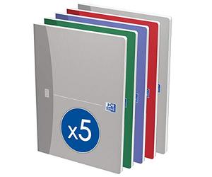 OXFORD Set di 5 quaderni Essentials A4 a quadretti grandi, 192 pagine, rilegatura Brochure con copertina in carta, colori assortiti