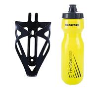 Oxford Set di portabottiglie per bici e borraccia da 750 ml giallo senza BPA, resistente gabbia nera opaca, misura universale per bici da strada e mountain bike, facile da installare, perfetto per