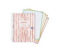 Oxford, Taccuino A5+, griglia 5X5, copertina rigida, 120 fogli, 4 colori di recupero, 6 fori, taccuino Bonita Japandi, motivo Gaman