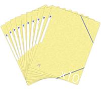 OXFORD Topfile+ - Set di 10 cartelline in cartone con 3 pattine in formato A4, chiusura elastica, colore: giallo pastello