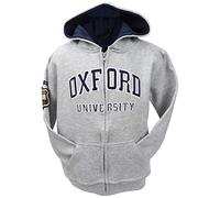 Oxford University™, felpa con cappuccio per bambini, con cerniera - Felpa ufficiale Oxford con ricamo applicato e toppa sulle maniche - Morbido maglione con cerniera in cotone, grigio (11-13 anni) (UK