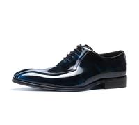 Oxfords Business in Pelle Lucida da Uomo Scarpe Basse Stringate Formali Scarpe da Abito Feste Matrimonio,Blu,43