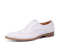 Oxfords Formale Business da Uomo Scarpe Stringate Basse in Pelle Scarpe da Vestito Banchetto Matrimonio Festa,Bianco,40