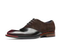 Oxfords Formali in Pelle Scamosciata da Uomo Scarpe da Abito Stringate Basse,caffè,46