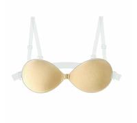 OXFYY Reggiseno adesivo invisibile senza spalline, reggiseno push-up in silicone per donna, lingerie sottile da sposa con spalline trasparenti - Beige - C