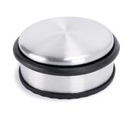 Oxid7® fermaporta in acciaio inox spazzolato opaco ⌀ 10,3 cm, altezza: 4,5 cm | Solido fermaporta da 1,1 kg anche per porte pesanti | 3 anelli in gomma di alta qualità per la protezione