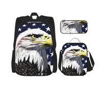 OXKGHHO Bald Eagle Flag Print - Zaino da lavoro con portapranzo isolato, cinghie regolabili, per palestra e uso quotidiano, nero, taglia unica, Nero, One Size
