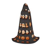 OXKGHHO Mantello lungo con cappuccio, stampa biscotti di pan di zenzero, costume da vampiro e Halloween, perfetto per giochi di ruolo e feste