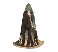 OXKGHHO Mantello lungo con cappuccio, stampa elefante, costume da vampiro e Halloween, perfetto per giochi di ruolo e feste
