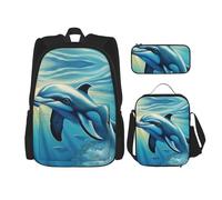 OXKGHHO Ocean Dolphin Looking At You Print Work Backpack Set con contenitore per il pranzo isolato, cinghie regolabili, per palestra e uso quotidiano, nero, taglia unica, Nero, One Size