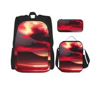 OXKGHHO Set zaino da lavoro con stampa stellata Red Sky At Night Starry con portapranzo isolato, cinghie regolabili, per palestra e uso quotidiano, nero, taglia unica, Nero, One Size