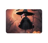OXKGHHO Zerbino ultra sottile con stampa di cappello da strega con fenicottero di Halloween, tappeto da ingresso per interni ed esterni, tappetino di benvenuto per porta, decorazione per la casa del