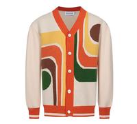 OXKNIT - Maglione da uomo con scollo a V e bottoni, stile retrò anni '60, morbido, confortevole, Giallo-arancione , L