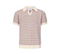 OXKnit - Polo da uomo vintage anni '60, a maniche corte, stile retrò, bianco/rosa, XL