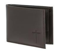 Oxmox Pelle portafoglio Leather RFID Protect Pocketbörse Freedom Cross Embossed Brown marrone scuro