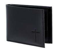 oxmox portafoglio Leather RFID Protect Freedom Cross Embossed Black