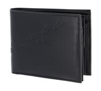 Oxmox Pelle portafoglio Leather RFID Protect Querscheinbörse Footsteps 2.0 Embossed Black nero