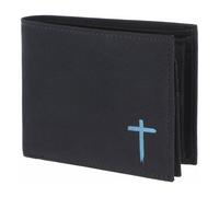 Oxmox portafoglio New Cryptan RFID Protect Querscheinbörse Freedom Cross Print Cyan Black nero