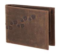 Oxmox Pelle portafoglio Leather RFID Protect Pocketbörse Footsteps 2.0 Embossed Vintage Dark Brown marrone scuro