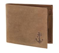 Oxmox Pelle portafoglio Leather RFID Protect Querscheinbörse Freedom Anchor Embossed Vintage Light Brown marrone