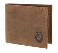 Oxmox Pelle portafoglio Leather RFID Protect Querscheinbörse Freedom Lion Embossed Vintage Light Brown marrone