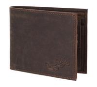 Oxmox Pelle portafoglio Leather RFID Protect Querscheinbörse Lizard 2.0 Embossed Vintage Dark Brown marrone scuro