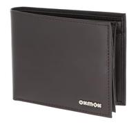Oxmox Pelle portafoglio Leather RFID Protect Querscheinbörse Pure 2.0 Metal Square Brown marrone scuro