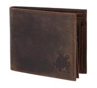 Oxmox Pelle portafoglio Leather RFID Protect Querscheinbörse Turtle 2.0 Embossed Vintage Dark Brown marrone scuro