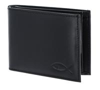 oxmox portafoglio Leather RFID Protect Freedom Fish Embossed Black