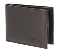 oxmox portafoglio Leather RFID Protect Freedom Fish Embossed Brown