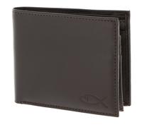 oxmox portafoglio Leather RFID Protect Freedom Fish Embossed Brown