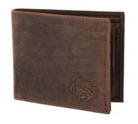 Oxmox Pelle portafoglio Leather RFID Protect Querscheinbörse Crab 2.0 Embossed Vintage Dark Brown marrone scuro