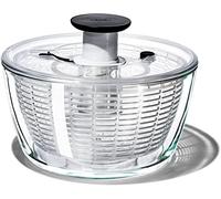 OXO Good Grips Centrifuga per insalata in vetro | Servire e conservare in ciotola in borosilicato, pompa con una sola mano, freno a pompa, lavabile in lavastoviglie, lattuga
