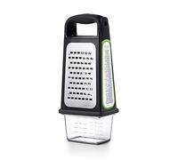 OXO Good Grips Grattugia alimentare a quattro lati in Acciaio Acidato con Contenitore e Gratta-scorza Rimovibile