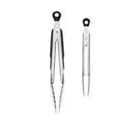 OXO Good Grips Set di Pinze - Mini 17,7cm & Standard 22,8cm - Acciaio Inossidabile con Impugnatura Antiscivolo - Bloccaggio per Facile Conservazione - Lavabile in Lavastoviglie