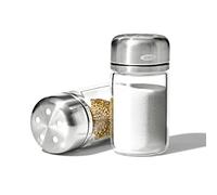 OXO Good Grips - Set di saliera e pepiera regolabile in vetro, 99,2 g ciascuno, trasparente