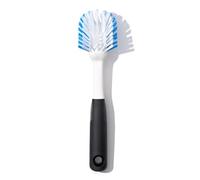 OXO Good Grips Spazzola piatti con raschietto integrato, sicura per antiaderente, impugnatura comoda antiscivolo, setole nylon resistenti, utensile cucina lavabile