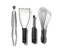 OXO Set di 4 Utensili da Cucina Essenziali Set di Gadget 4 Pezzi, Inossidabile, Acciaio Inox