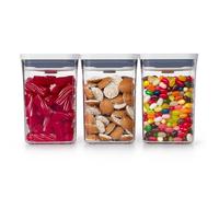 OXO Set di contenitori Pop Corti Quadrati Piccoli 3 Pezzi, Plastica, Bianco