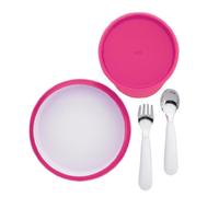 Oxo Tot 6125400 - Set pappa, 4 pezzi (piatto, ciotola, forchetta e cucchiaio), rosa