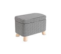 OXOAMP Poggiapiedi Sgabello Sgabello portaoggetti Poggiapiedi ottomano portaoggetti in cotone e lino con gambe in legno for soggiorno, camera da letto Sgabello creativo Comodo(Noir)