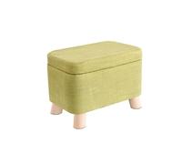 OXOAMP Poggiapiedi Sgabello Sgabello portaoggetti Poggiapiedi ottomano portaoggetti in cotone e lino con gambe in legno for soggiorno, camera da letto Sgabello creativo Comodo(Green)