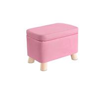 OXOAMP Poggiapiedi Sgabello Sgabello portaoggetti Poggiapiedi ottomano portaoggetti in cotone e lino con gambe in legno for soggiorno, camera da letto Sgabello creativo Comodo(Pink)