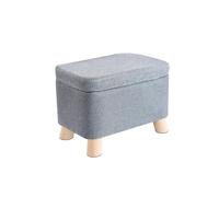 OXOAMP Poggiapiedi Sgabello Sgabello portaoggetti Poggiapiedi ottomano portaoggetti in cotone e lino con gambe in legno for soggiorno, camera da letto Sgabello creativo Comodo(Gris)