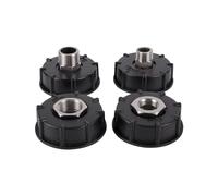 OXOLAMRIN Adattatore per Serbatoio IBC,Tappo Adattatore IBC, Connettore for Tubo da Giardino for Serbatoio IBC S60 Filettatura Grossa for 1/2" 3/4" Maschio Femmina Nero Argento(Type 5)