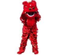 OXOLAMRIN Costume tradizionale cinese per la danza del leone Costume da danza del leone cinese for una persona, multicolore, taglia 1,6-1,8 m(Rosso,1.6-1.7m)