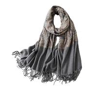OXOLAMRIN Sciarpa Winter Warmth, Sciarpa da donna in cashmere con nappa ricamata multicolore(Gray)